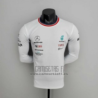 Camiseta Mercedes Amg Petronas F1 2022 Blanco Manga Larga