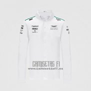 Camiseta Aston Martin F1 2021 Blanco Manga Larga