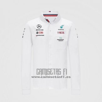 Camiseta Mercedes Amg F1 2021 Blanco Manga Larga