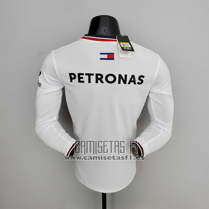 Camiseta Mercedes Amg Petronas F1 2022 Blanco Manga Larga